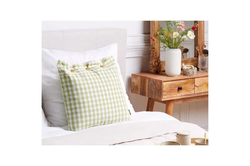 Prydnadskuddar Talya Grönt/vitt/ljust trä, Fyrkantig - Grönt/vitt/ljust trä, Fyrkantig - Textil & mattor - Filtar, kuddar & plädar - Utekudde