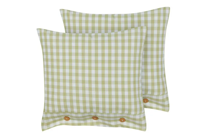 Prydnadskuddar Talya set om 2 Grönt/vitt/ljust trä, Fyrkantig, Grönt/vitt/ljust trä, Fyrkantig