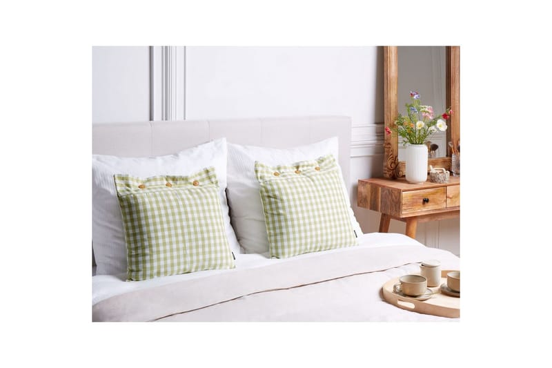 Prydnadskuddar Talya set om 2 Grönt/vitt/ljust trä, Fyrkantig - Grönt/vitt/ljust trä, Fyrkantig - Textil & mattor - Filtar, kuddar & plädar - Prydnadskudde & kuddfodral