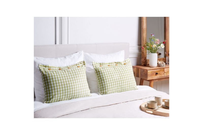 Prydnadskuddar Talya set om 2 Grönt/vitt/ljust trä, Rektangulär - Grönt/vitt/ljust trä, Rektangulär - Textil & mattor - Filtar, kuddar & plädar - Prydnadskudde & kuddfodral