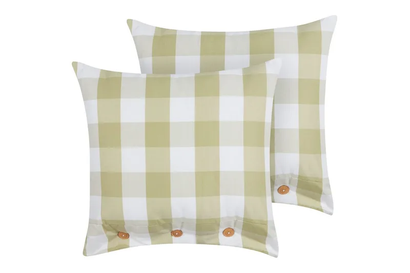 Prydnadskuddar Tamnine set om 2 Grön/Vit, Fyrkantig, Grön/Vit, Fyrkantig