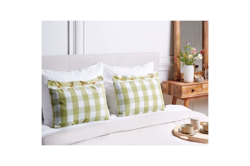 Prydnadskuddar Tamnine set om 2 Grön/Vit, Rektangulär - Grön/Vit, Rektangulär - Textil & mattor - Filtar, kuddar & plädar - Prydnadskudde & kuddfodral