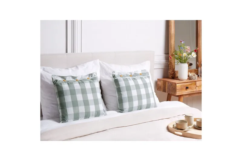 Prydnadskuddar Tamnine set om 2 Mintgrön/Vit, Fyrkantig - Mintgrön/Vit, Fyrkantig - Textil & mattor - Filtar, kuddar & plädar - Prydnadskudde & kuddfodral