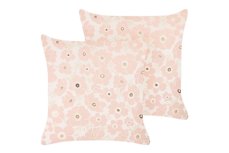 Prydnadskuddar Triteleia set om 2 Rosa/guld/beige - Rosa/guld/beige - Textil & mattor - Filtar, kuddar & plädar - Prydnadskudde & kuddfodral