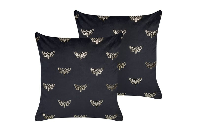 Prydnadskuddar Yuzuri set om 2 Svart/guld - Svart/guld - Textil & mattor - Filtar, kuddar & plädar - Prydnadskudde & kuddfodral