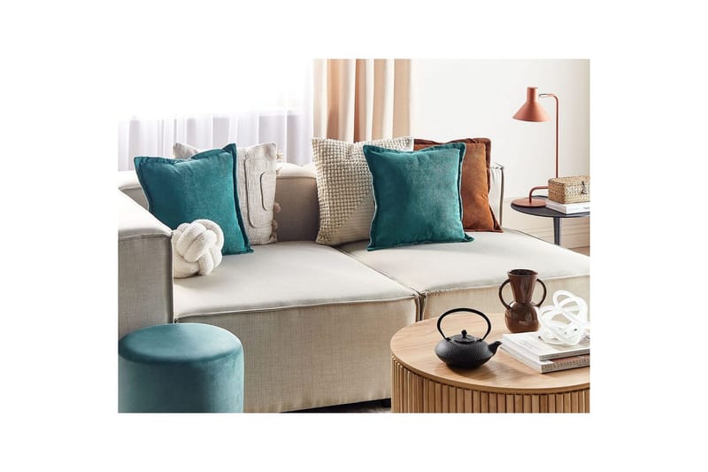 Prydnadskuddar Zinnia set om 2 Blå, Fyrkantig - Blå, Fyrkantig - Textil & mattor - Filtar, kuddar & plädar - Prydnadskudde & kuddfodral