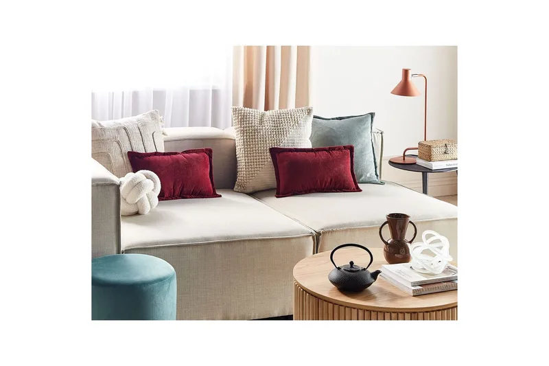 Prydnadskuddar Zinnia set om 2 Röd, Rektangulär - Röd, Rektangulär - Textil & mattor - Filtar, kuddar & plädar - Prydnadskudde & kuddfodral