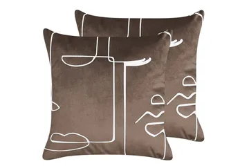 Prydnadskuddar Philodendron set om 2 Brun/Vit