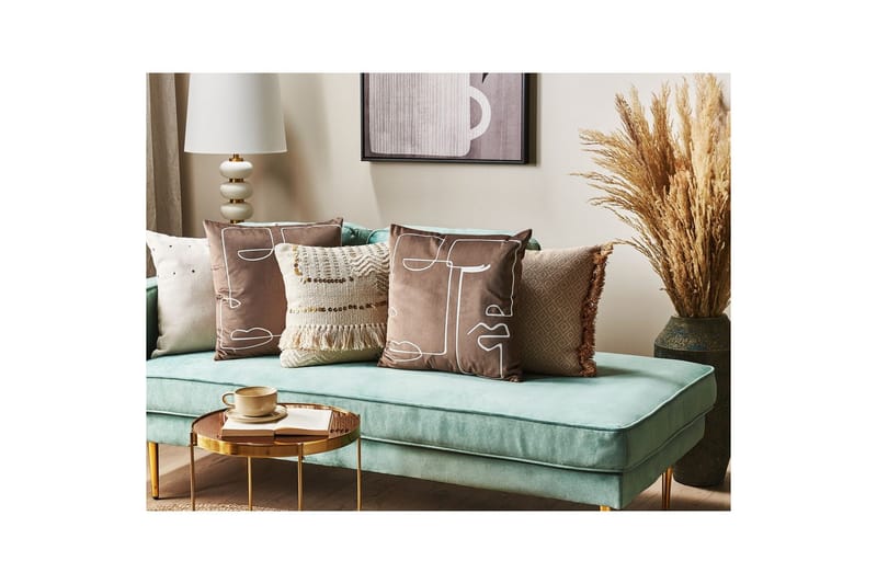 Prydnadskuddar Philodendron set om 2 Brun/Vit - Brun/Vit - Textil & mattor - Filtar, kuddar & plädar - Prydnadskudde & kuddfodral
