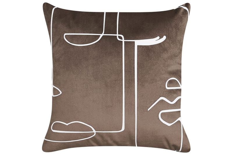Prydnadskuddar Philodendron set om 2 Brun/Vit - Brun/Vit - Textil & mattor - Filtar, kuddar & plädar - Prydnadskudde & kuddfodral