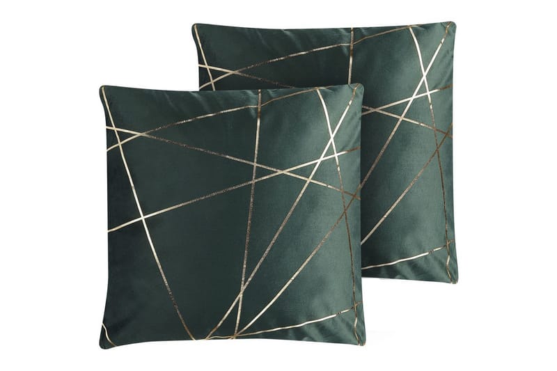 Prydnadskuddar Pinus set om 2 Grön/guld - Grön/guld - Textil & mattor - Filtar, kuddar & plädar - Utekudde
