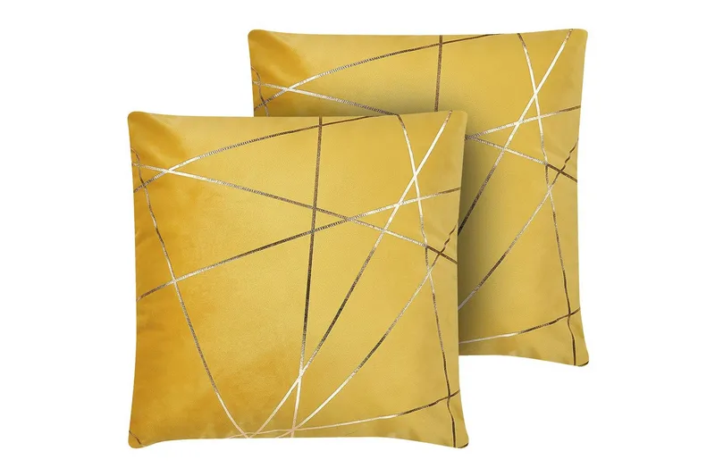 Prydnadskuddar Pinus set om 2 Gul/Guld - Gul/Guld - Textil & mattor - Filtar, kuddar & plädar - Utekudde
