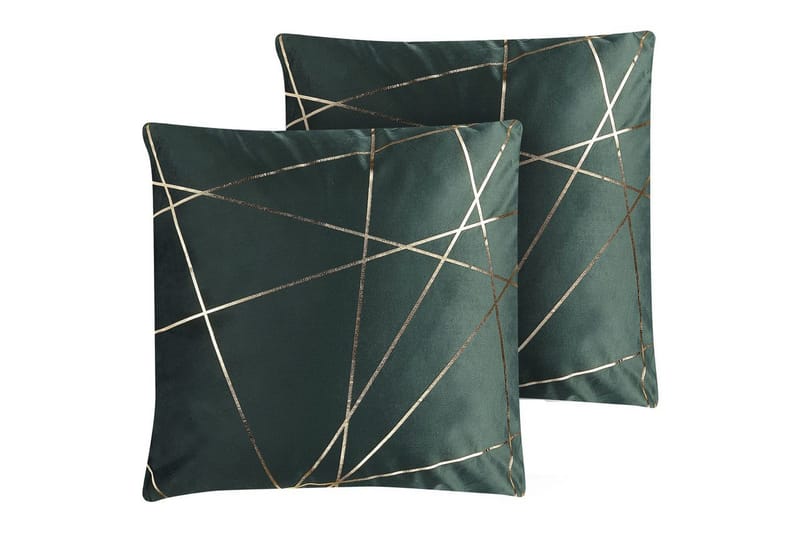 Prydnadskuddar Pinus set om 2 Grön/guld, Grön/guld