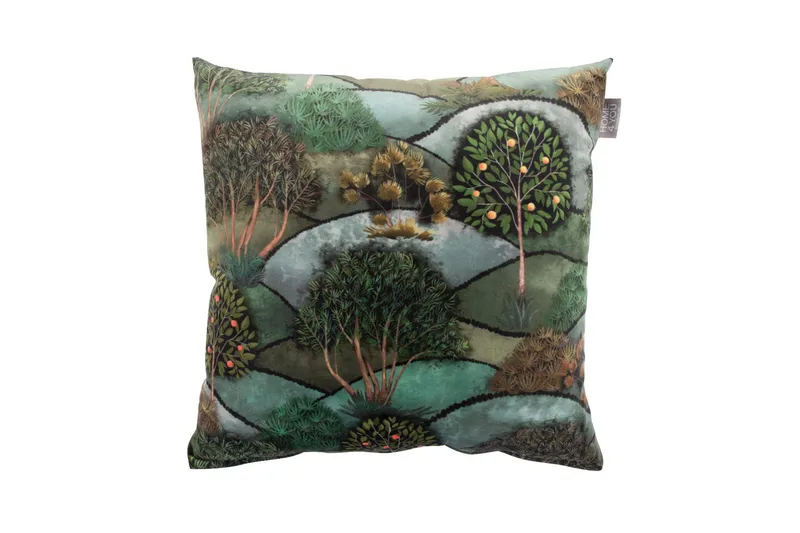 Holly Prydnadskudde, Grön/Flerfärgad