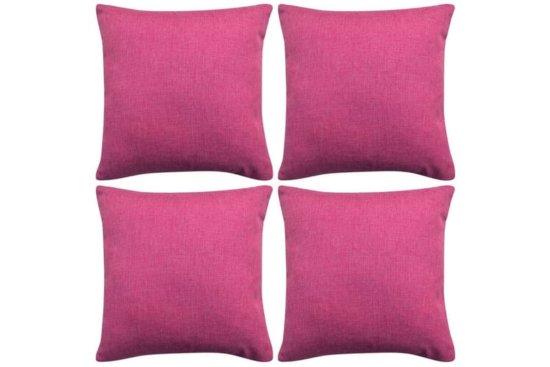 Kuddöverdrag 4 st linne-design 40x40 cm rosa - Rosa - Textil & mattor - Filtar, kuddar & plädar - Prydnadskudde & kuddfodral