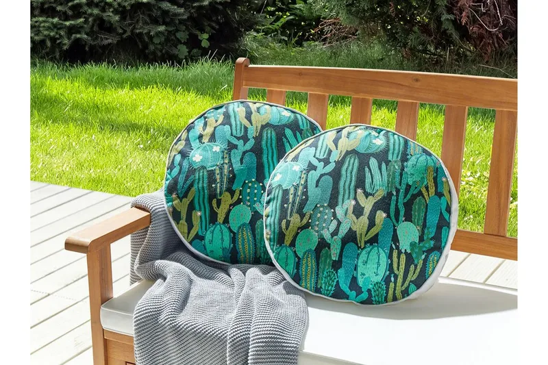 Ruffano Utomhuskudde 40 cm Rund - Grön/Blå - Textil & mattor - Filtar, kuddar & plädar - Utekudde