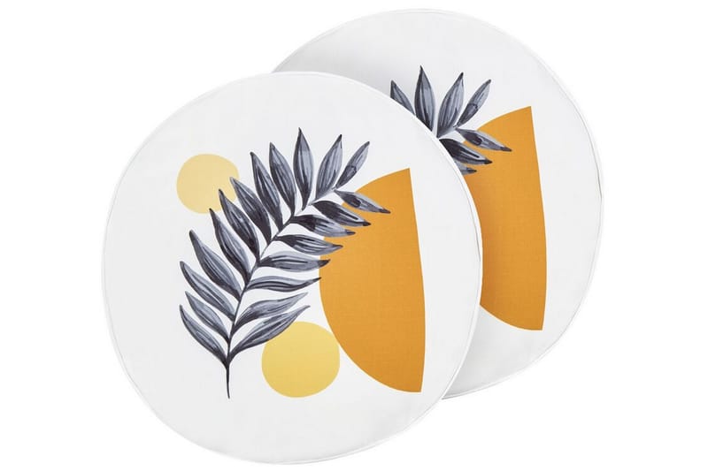 Saguenay Utomhuskudde 40 cm Rund - Vit/Svart/Orange/Gul - Textil & mattor - Filtar, kuddar & plädar - Utekudde