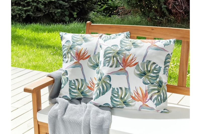 Tallahassee Utomhuskudde 45x45 cm 2 st - Grön/Vit - Textil & mattor - Filtar, kuddar & plädar - Utekudde