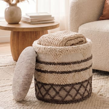 Volen Rund sittpuff med förvaring i ulltyg - beige - Textil & mattor - Filtar, kuddar & plädar - Filtar & plädar
