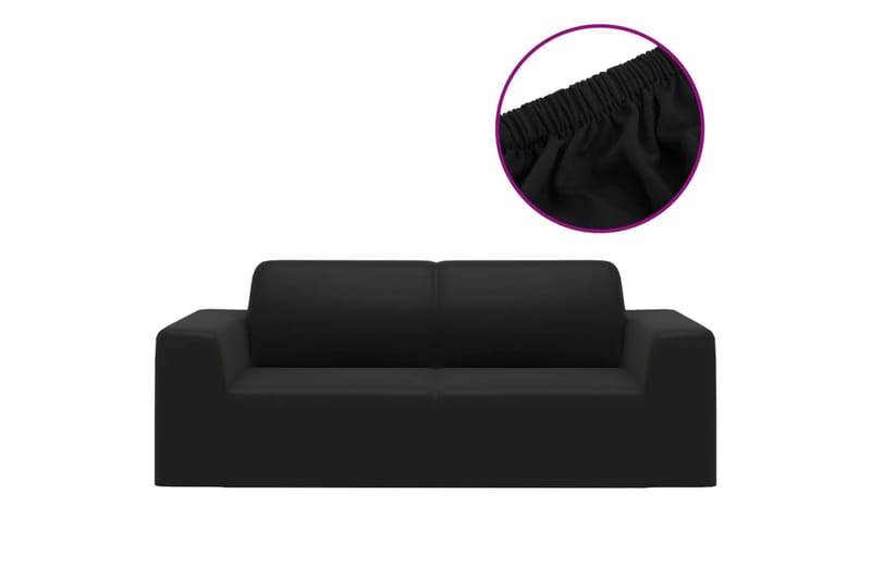 beBasic Sofföverdrag 2-sits med stretch svart polyesterjersey - Black - Sofföverdrag - Möbelöverdrag
