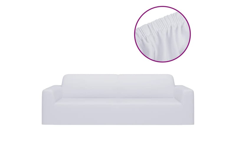 beBasic Sofföverdrag 3-sits med stretch vit polyesterjersey - White - Sofföverdrag - Möbelöverdrag