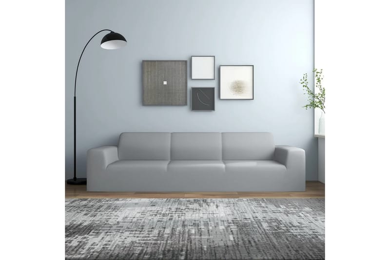 beBasic Sofföverdrag 4-sits med stretch grå polyesterjersey - Grey - Möbelöverdrag - Sofföverdrag