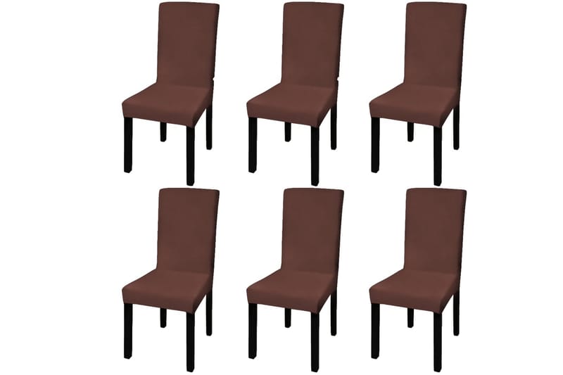 Rakt elastiskt stolsöverdrag 6 st brun - Brun - Textil & mattor - Möbeltextil - Möbelöverdrag - Stolsöverdrag