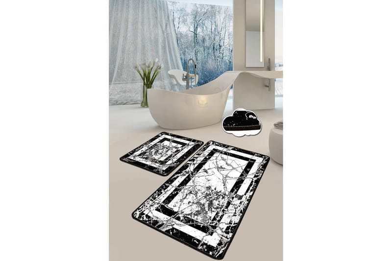 Brinmor Badrumsmatta 60x100 cm Rund, Svart