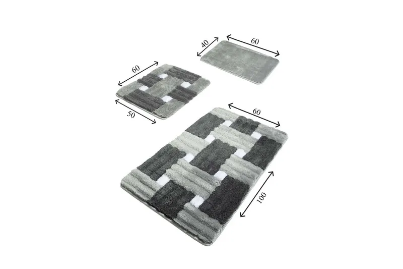 Chilai Home Badmatta Set om 3 - Multi - Textil & mattor - Mattor - Badrumsmatta