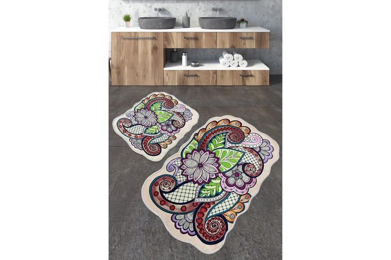 Nibo Badrumsmatta 60x100 cm Rektangulär - Flerfärgad - Textil & mattor - Mattor - Badrumsmatta