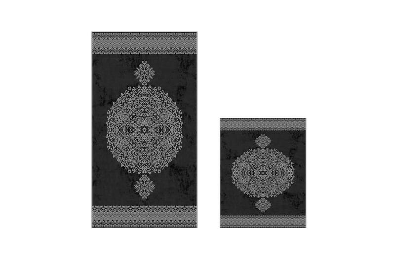 Panchu Badrumsmatta 60x150 cm Rektangulär - Svart - Badrumsmatta - Gummerade mattor - Små mattor - Mönstrade mattor - Stora mattor - Handvävda mattor