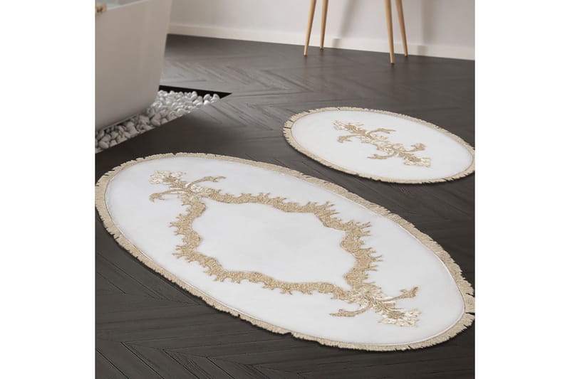 Paramik Badrumsmatta 65x115 cm Rektangulär, Creme