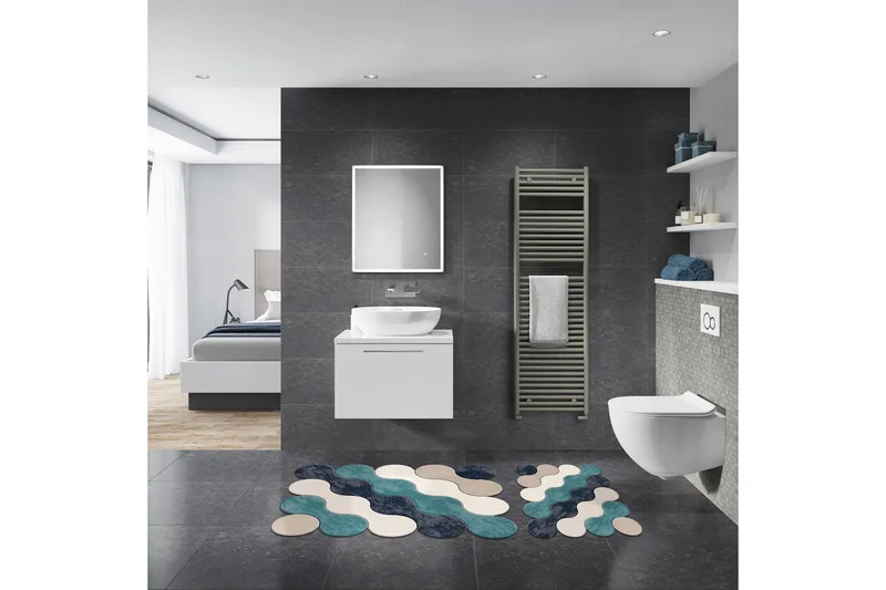 Paramshela Badrumsmatta 60x100 cm Rektangulär, Blå