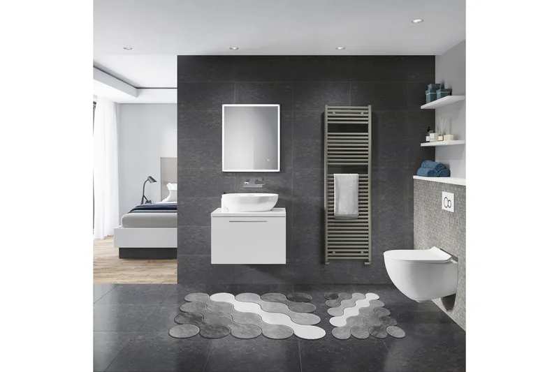 Paramveer Badrumsmatta 60x100 cm Rektangulär - Grå - Textil & mattor - Mattor - Badrumsmatta