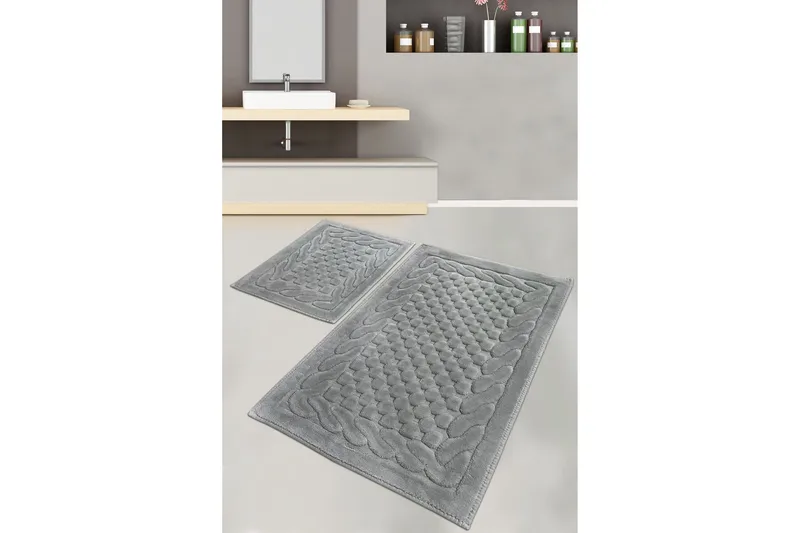 Parerna Badrumsmatta 60x100 cm Rund, Grå