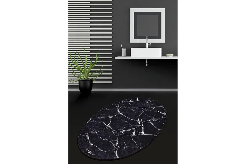 Pari Badrumsmatta 80x120 cm Rund, Svart