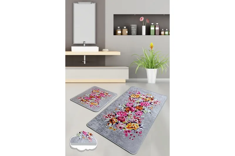 Pariksha Badrumsmatta 60x100 cm Rund, Flerfärgad