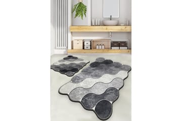 Badrumsmattset (2 delar) Sufia Grå / Ljusgrå / Vit - Grå / Ljusgrå / Vit - Textil & mattor - Mattor - Badrumsmatta
