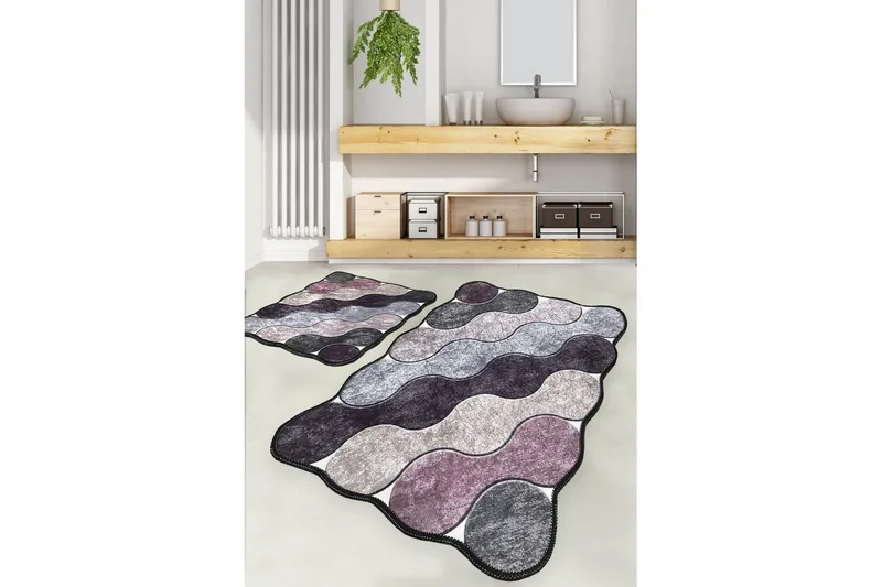 Badrumsmattset (2 delar) Sufia Mytikas / Grå / Syren - Mytikas / Grå / Syren - Textil & mattor - Mattor - Badrumsmatta