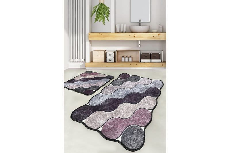 Badrumsmattset (2 delar) Sufia Mytikas / Grå / Syren - Mytikas / Grå / Syren - Textil & mattor - Mattor - Badrumsmatta