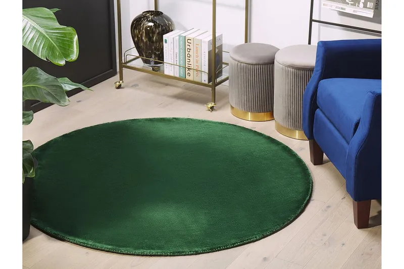 Brinckman Viskosmatta Rund 140 cm - Mörkgrön - Textil & mattor - Mattor - Flatvävda mattor