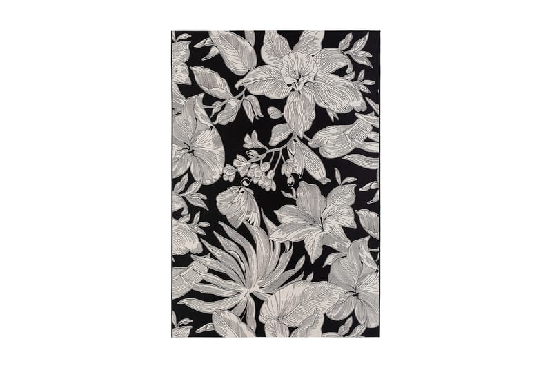 Domani Flower Flatvävd Matta 160x230 cm - Svart - Textil & mattor - Mattor - Flatvävda mattor