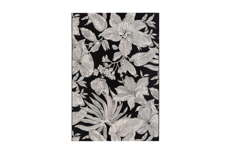 Domani Flower Flatvävd Matta 160x230 cm - Svart - Flatvävda mattor