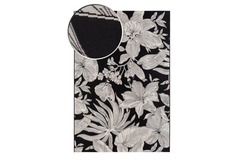 Domani Flower Flatvävd Matta 160x230 cm - Svart - Textil & mattor - Mattor - Flatvävda mattor