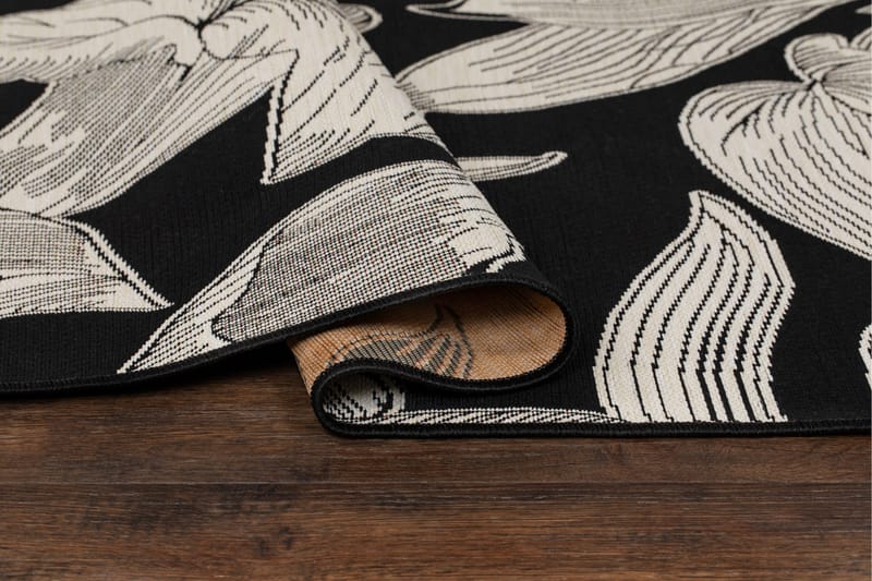 Domani Flower Flatvävd Matta 160x230 cm - Svart - Textil & mattor - Mattor - Flatvävda mattor