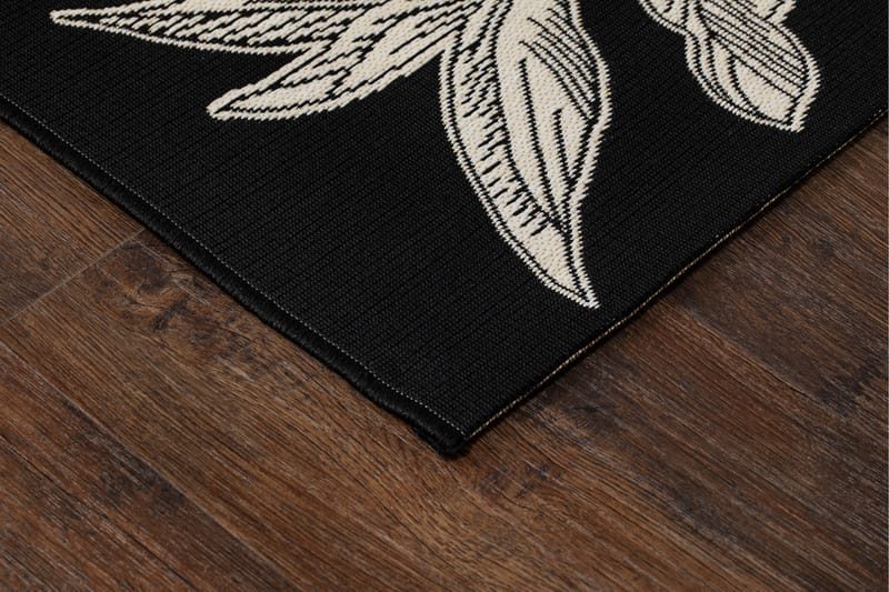 Domani Flower Flatvävd Matta 160x230 cm - Svart - Textil & mattor - Mattor - Flatvävda mattor