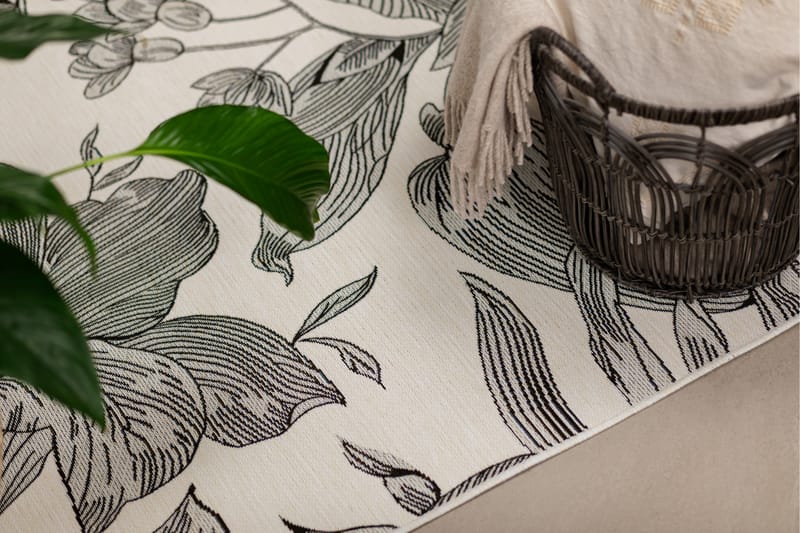 Domani Flower Flatvävd Matta 160x230 cm - Vit - Textil & mattor - Mattor - Flatvävda mattor