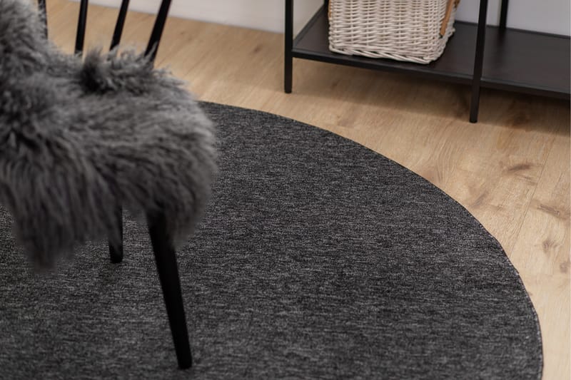 Porto Flatvävd Matta Rund 200 cm - Antracit - Textil & mattor - Mattor - Flatvävda mattor