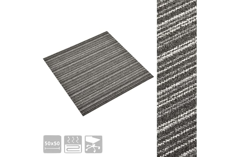 Textilplattor 20 st 5 m² 50x50 cm antracit ränder - Grå - Heltäckningsmatta