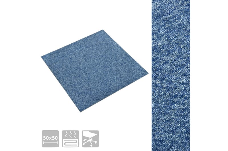 Textilplattor 20 st 5 m² 50x50 cm blå - Blå - Heltäckningsmatta
